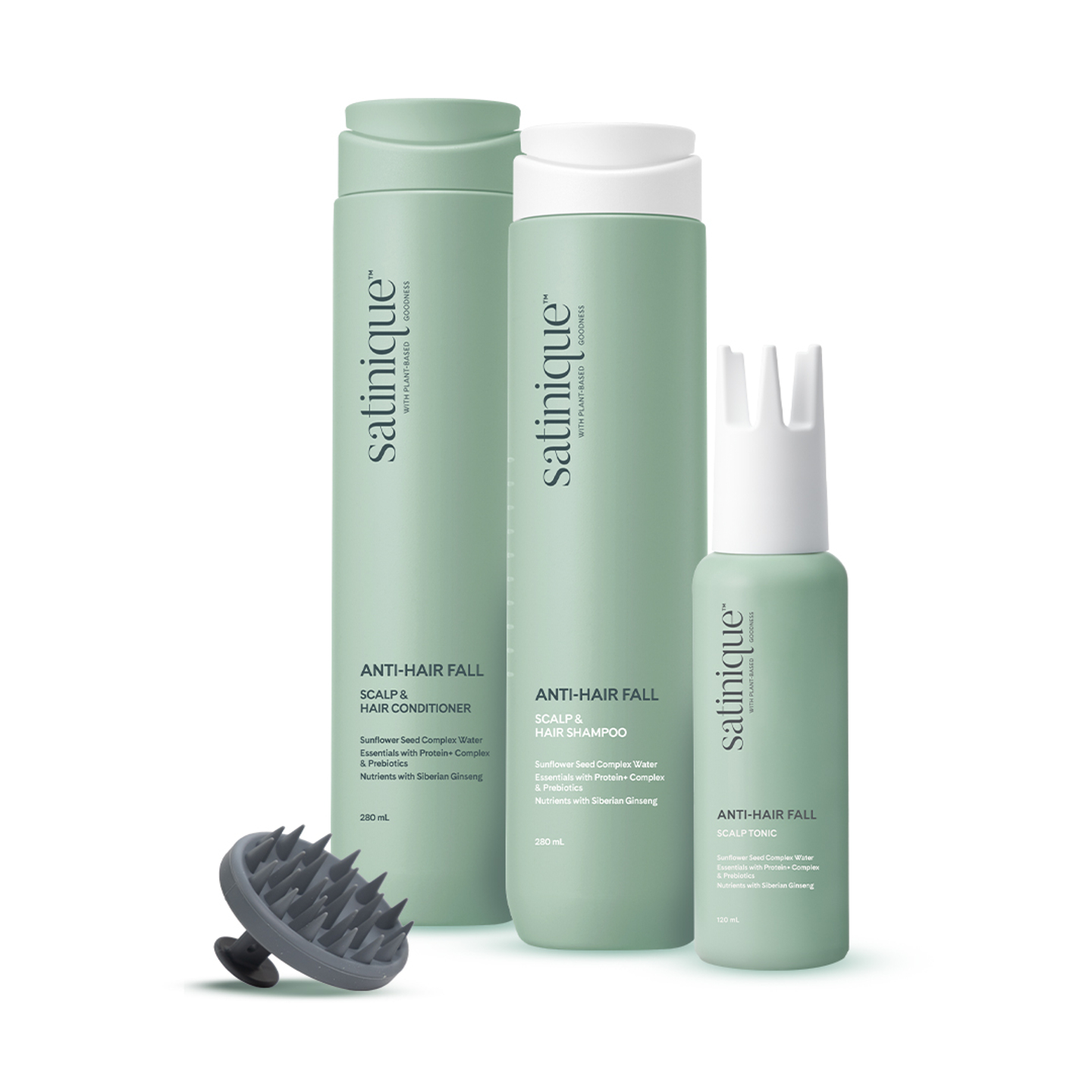 Shampoo, Acondicionador y Tónico de la solución anticaída Satinique