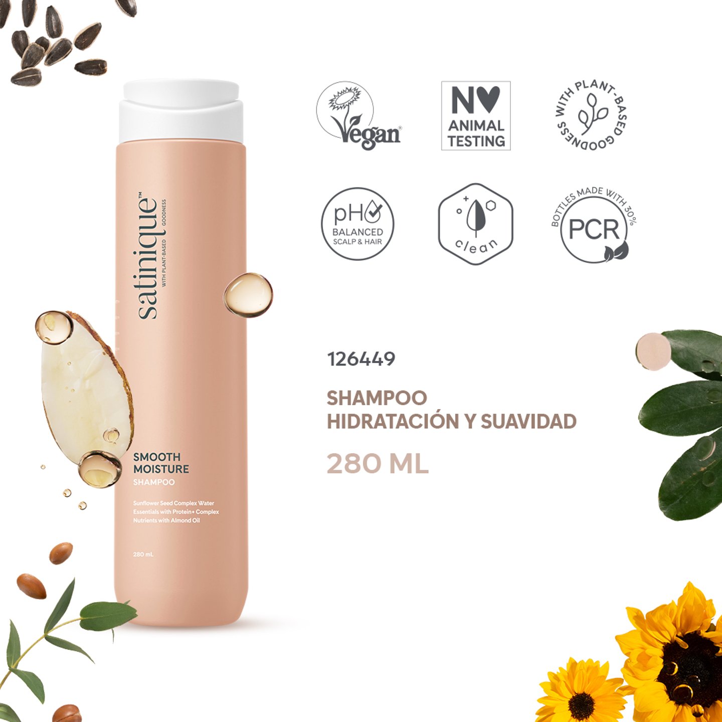 Sellos que respaldan al producto Shampoo Hidratación Satinique