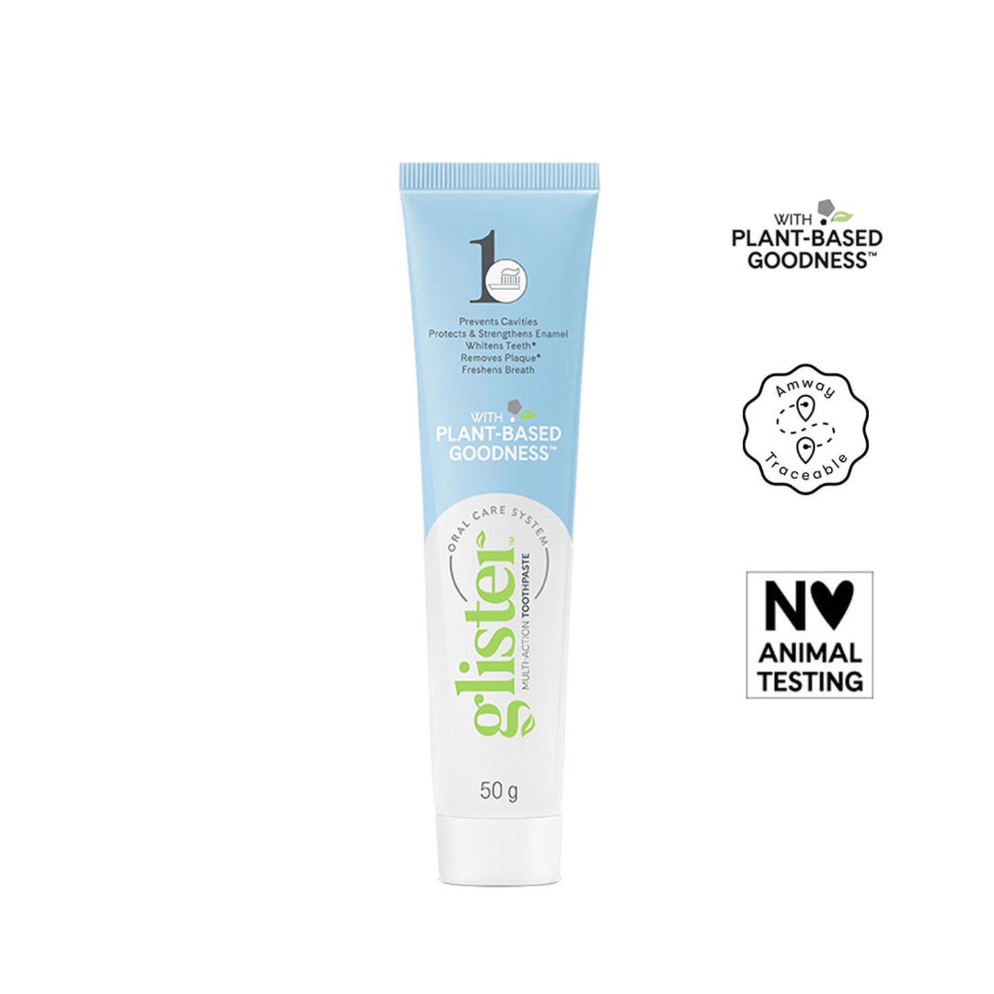 Sellos que respaldan Pasta de dientes multiacción con fluoruro Glister