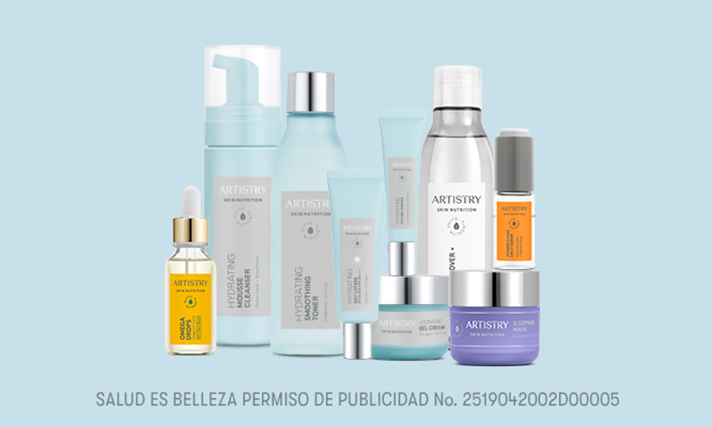 Grupo de productos de la rutina de piel seca